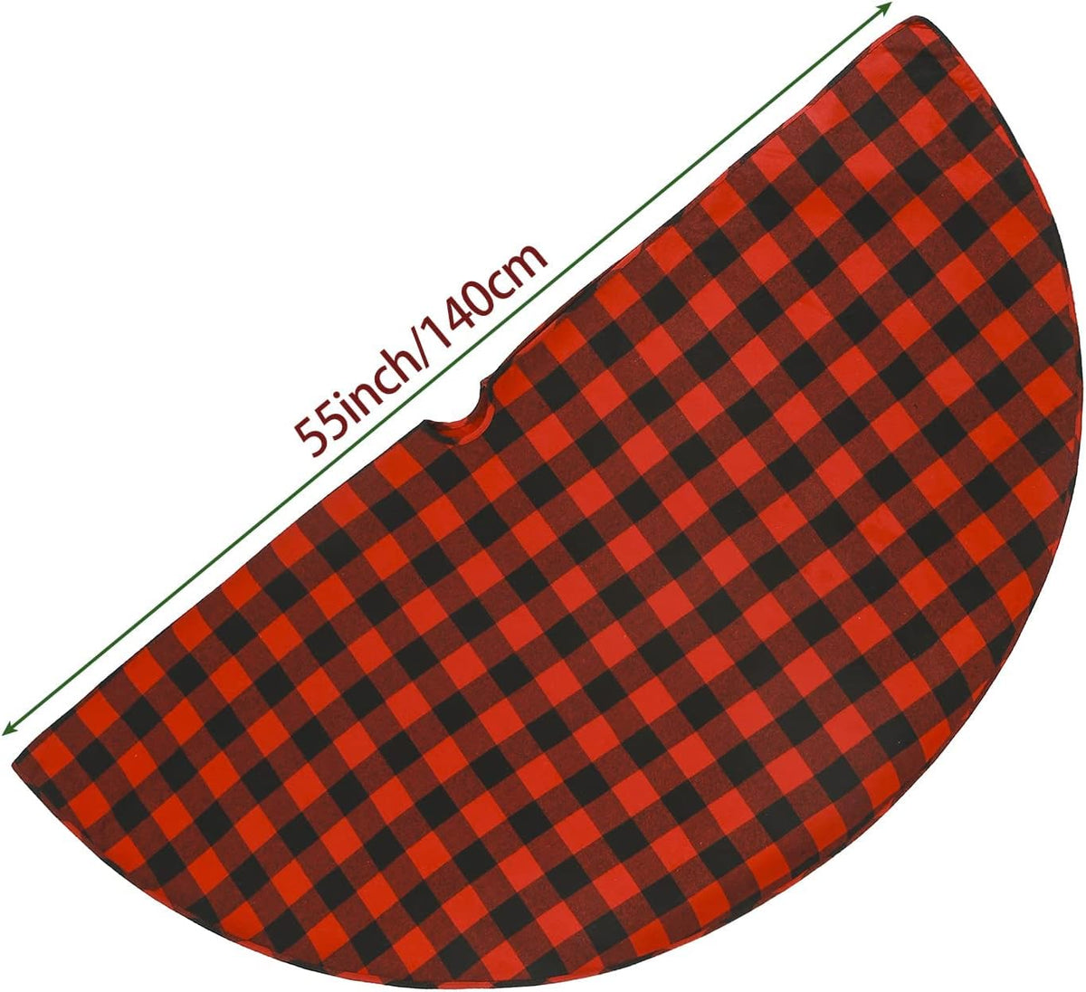 Buffalo Plaid Christmas Tree Skirt 55 Inces,Xmas Tree Decoration (Red and Black, 55Inces)