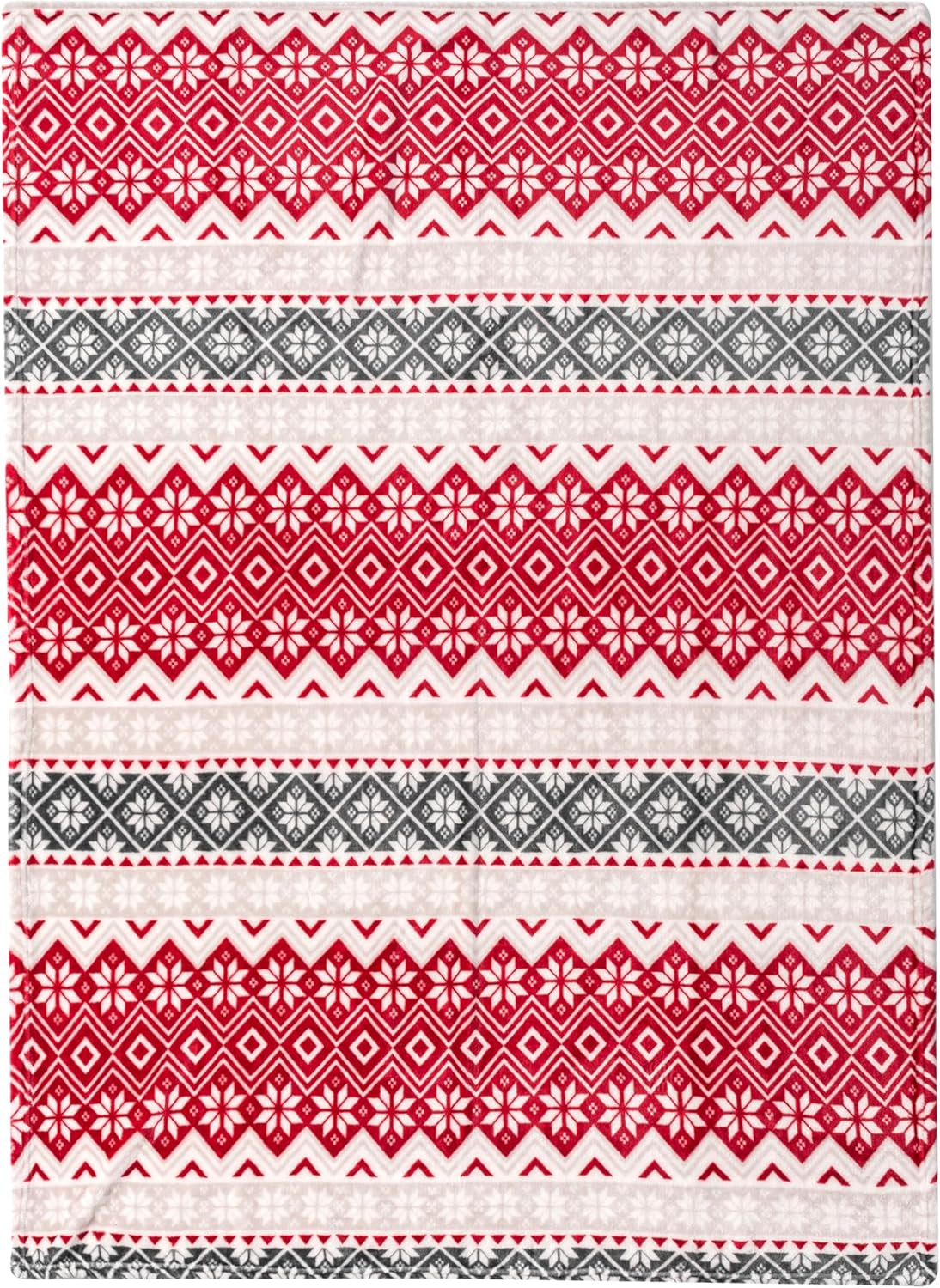 Christmas Throw Blanket | Holiday Christmas Red Fleece Blanket | Soft, Plush, Warm Winter Cabin Throw, 50X60 (Red Snowflakes)
